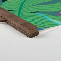 Island Palms Teak Hanging Canvas