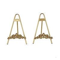Gold Metal Arched Foldable Display Easel with Vine Emblem Set