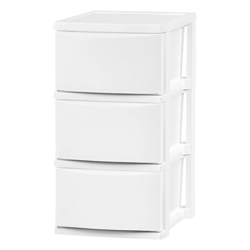 IRIS® 24.5" White 3-Drawer Narrow Plastic Storage Chests, 2ct.