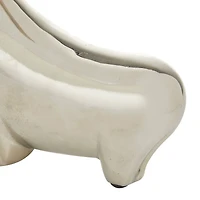 Silver Aluminum Contemporary Bulls Sculpture, Set of 2" 11", 8"