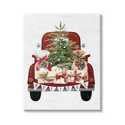 Stupell Industries Believe Seasonal Christmas Truck Canvas Wall Art