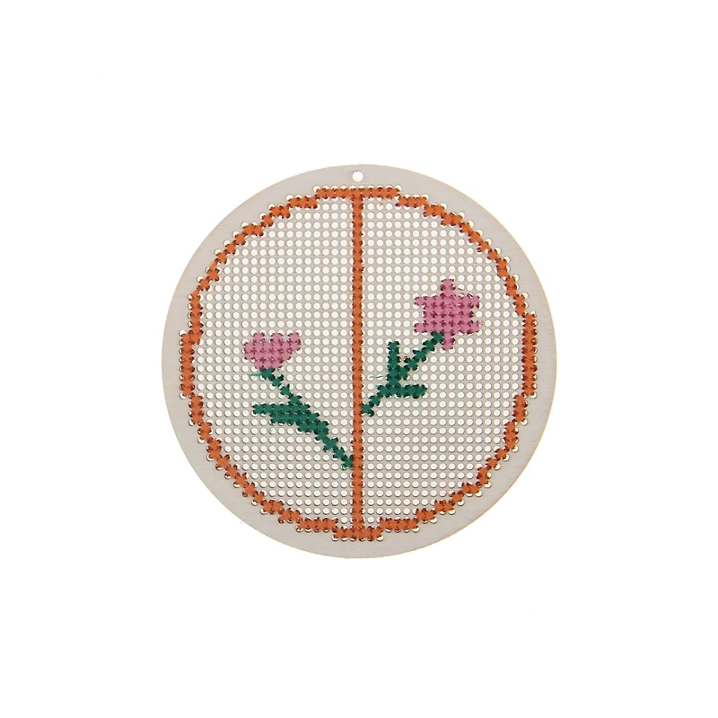 4" Round Cross Stitch Wood Canvas, 4ct. by Loops & Threads®