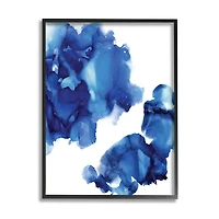 Stupell Industries Blue Ink Blot Abstraction Over White in Frame Wall Art