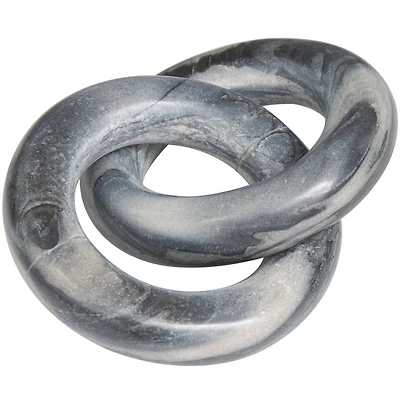 6" Black Marble Geometric Link Chain Sculpture