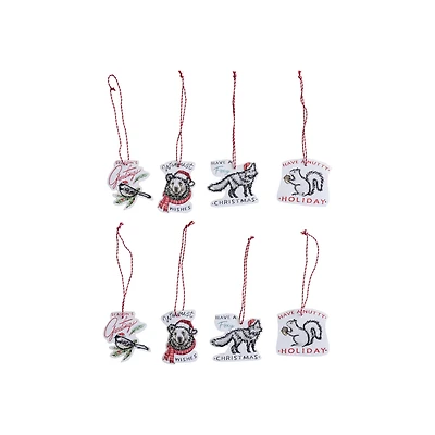 Hello Honey® 8 Pack 5.25" Christmas Animal Sentiment Ornaments/Gift Tags