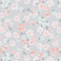 Fabric Editions Gray Floral Blooms Cotton Fabric