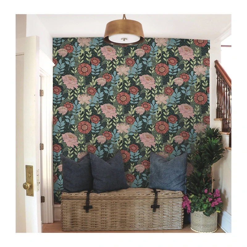 RoomMates Tamara Day Green Botanical Garden Peel & Stick Wallpaper