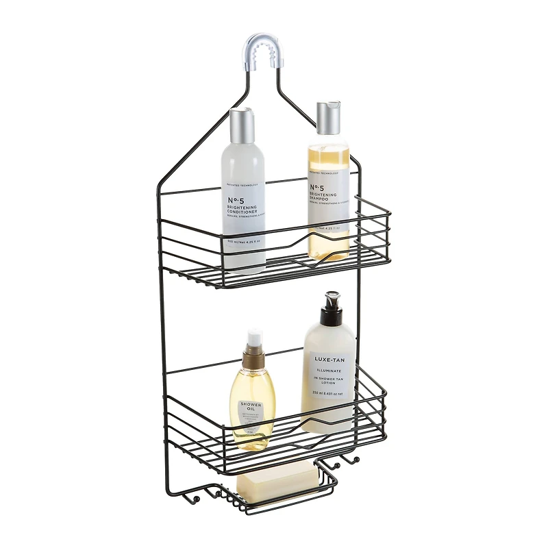 Bath Bliss Matte Black 2 Tier Aztec Shower Caddy