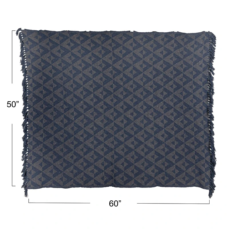 Hello Honey® Blue Azure Triad Cotton Blend Throw with Fringe
