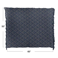 Hello Honey® Blue Azure Triad Cotton Blend Throw with Fringe