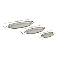 Set of 3" Grey Metal Farmhouse Tray, 14", 22", 28"
