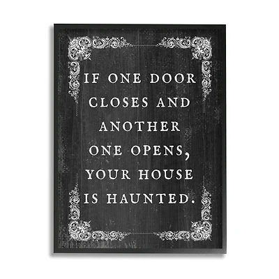 Stupell Industries Funny Haunted House Phrase Framed Giclee Art
