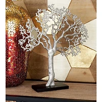 19" Silver Aluminum & Wood Tree-Inspired Contemporary Sculpture