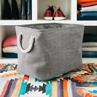 Small Gray Polyester Variegated Rectangle Bin