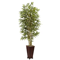 6ft. Bamboo Tree with Red Decorative Planter