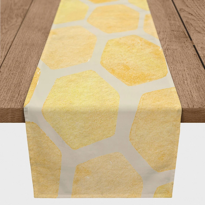 Sweet As Honey Hive Pattern 16" x 90" Poly Twill Table Runner