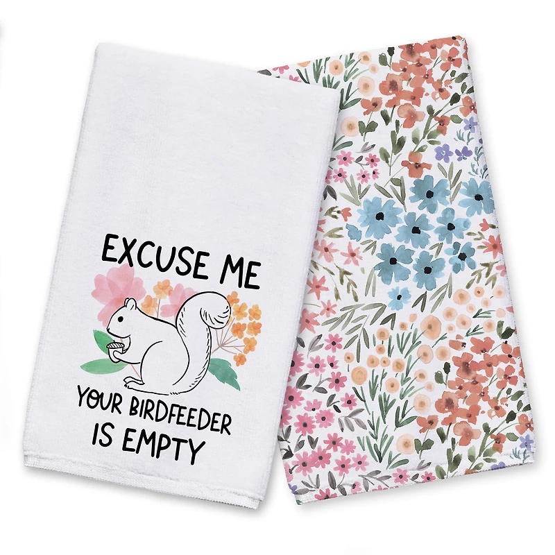 Squirrel In a Bird Feeder Tea Towel Set