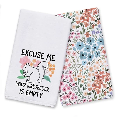 Squirrel In a Bird Feeder Tea Towel Set