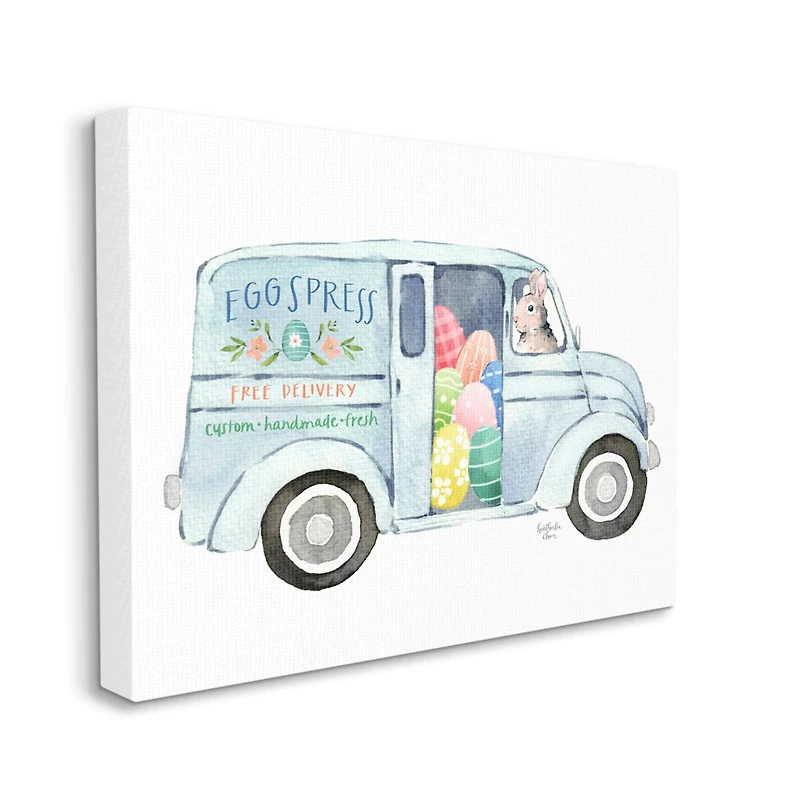 Stupell Industries Patterned Easter Eggs Truck Holiday Bunny Painting Canvas Wall Art