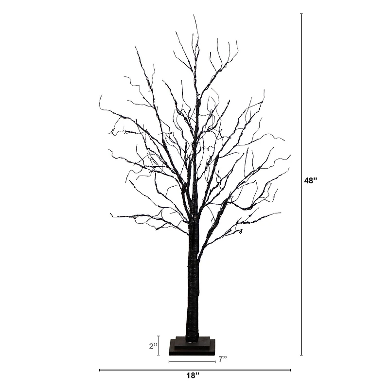 4ft. Pre-Lit Halloween Black Twig Artificial Tree with 180 Orange & Purple LED Lights