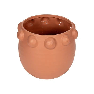 Hello Honey® 10.5" Matte Terra Cotta Raised Dots Terra Cotta Planter