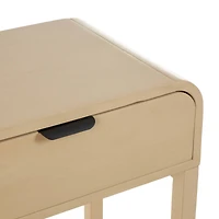 35.5" Beige Wood Handmade 2-Drawer Console Table with Black Handles