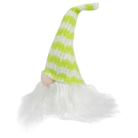 7.5" Lime Green & White Striped Hat Spring Gnome