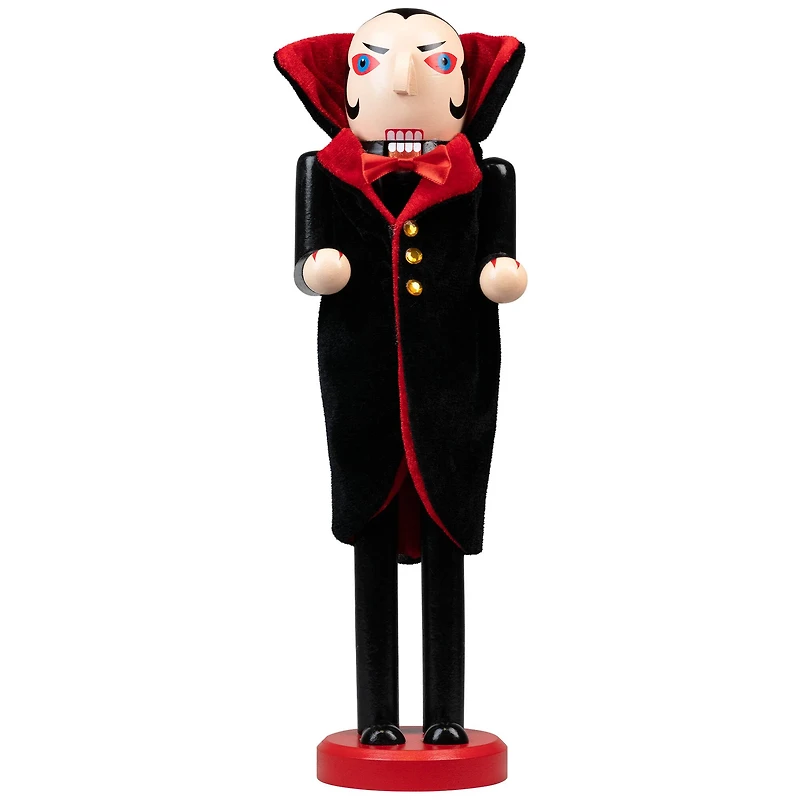 14" Black & Red Wooden Vampire Halloween Nutcracker