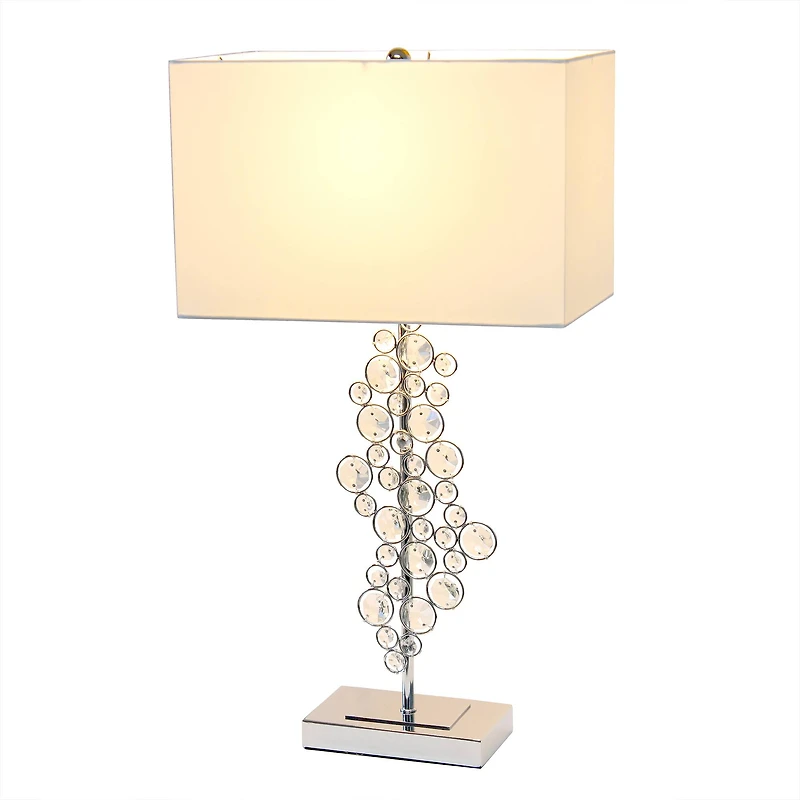 Lalia Home 26" Crystal Glitz and Chrome Table Lamp with White Shade