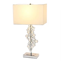 Lalia Home 26" Crystal Glitz and Chrome Table Lamp with White Shade