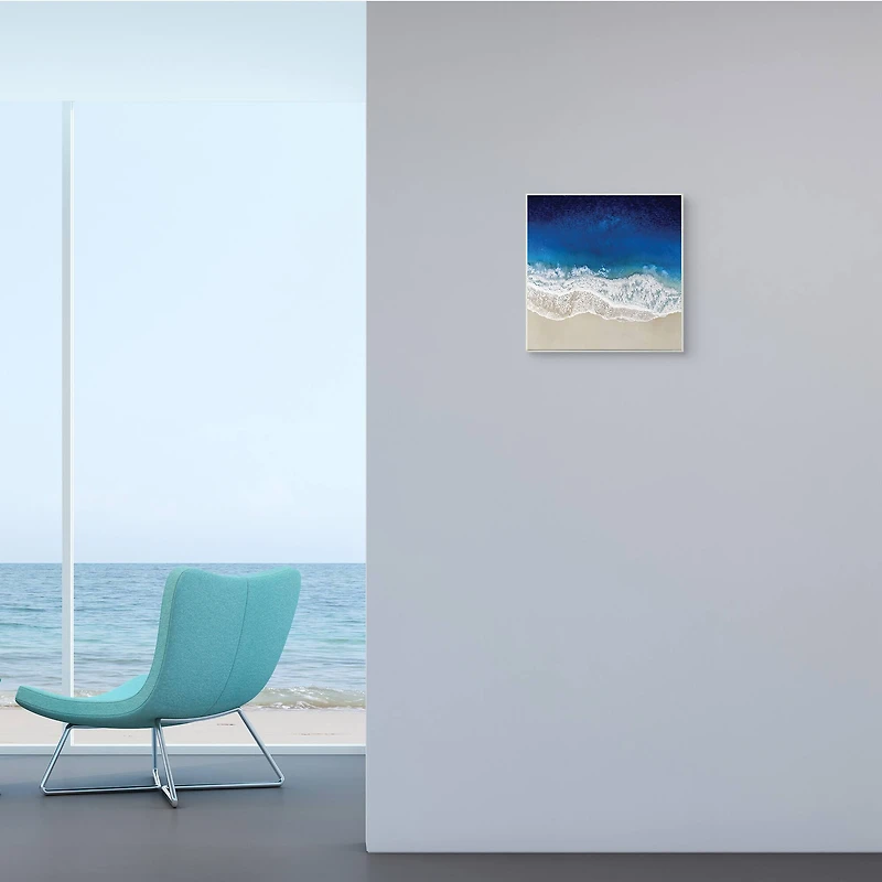 Stupell Industries Clear Blue Ocean Tropical Beach Aerial View, 12" x 12"