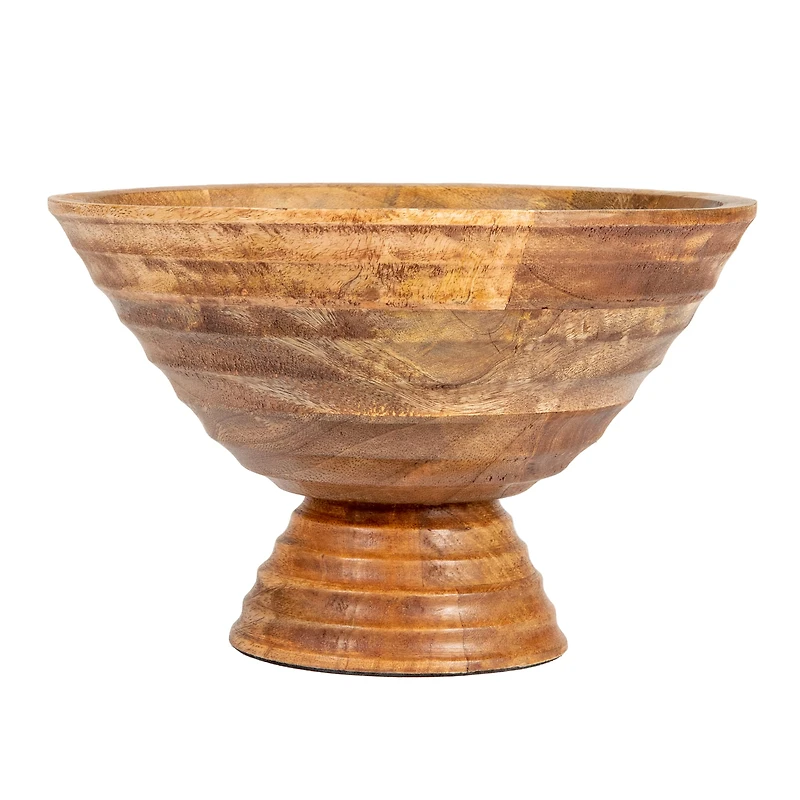 Hello Honey® 9.75" Ridged Mango Wood Footed Bowl