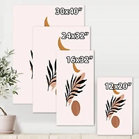 Designart - Abstact Minimal Sun, Moon & Tropical Palm Leaf I
