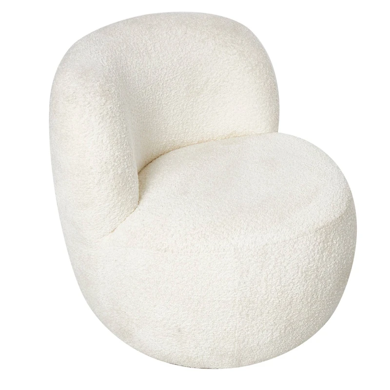 White Polyester Rounded Barrel Accent Chair