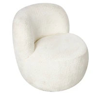 White Polyester Rounded Barrel Accent Chair