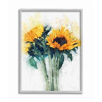 Stupell Industries Watercolor Sunflower Arrangement Wall Art in Gray Frame