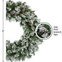 36" Snowy Flocked Angel Pine with Pinecones Artificial Christmas Wreath