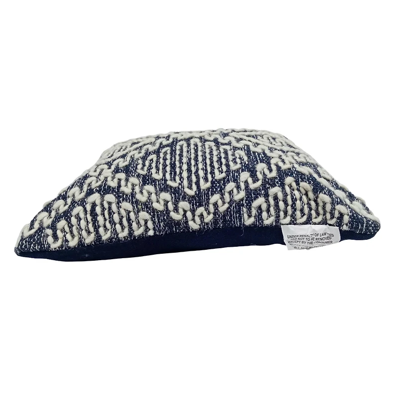 13" x 18" Navy & Ivory Diamond Handloom Throw Pillow by Ashland®
