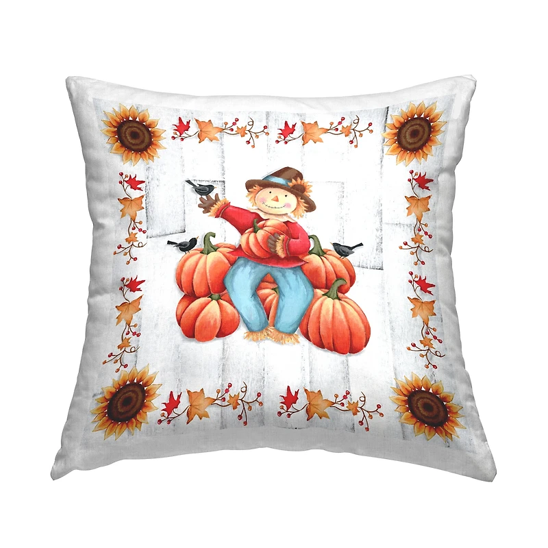 Stupell Industries Happy Scarecrow Pumpkin Harvest Decorative Printed Throw Pillow