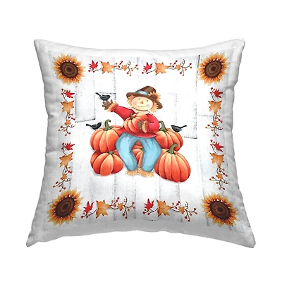 Stupell Industries Happy Scarecrow Pumpkin Harvest Decorative Printed Throw Pillow