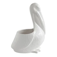 Hello Honey® 13.5" White Pelican Ceramic Planter