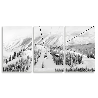 Stupell Industries Snowy Ski Mountain Tops Landscape Gondola Ride Adventure Canvas Wall Art, 11" x 17"