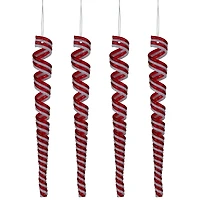 Pack of 4 Red and White Candy Curls Christmas Ornaments 7"