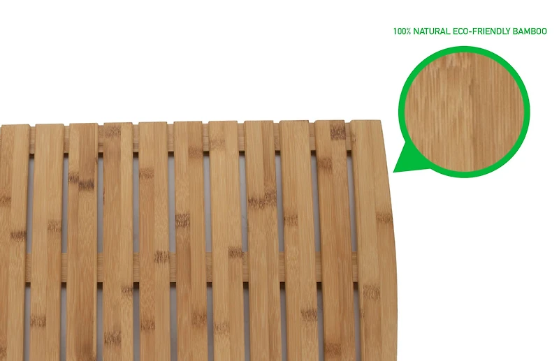 Mind Reader 22" Brown Luxury Bamboo Shower Bath Mat