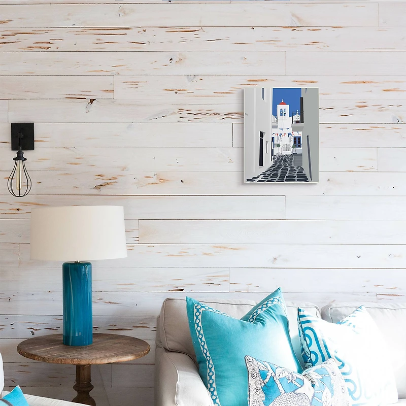 Stupell Industries European Coastal City Street Wooden Wall Plaque