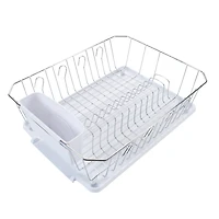 Kitchen Details White 3-Piece Chrome Dish Rack Set