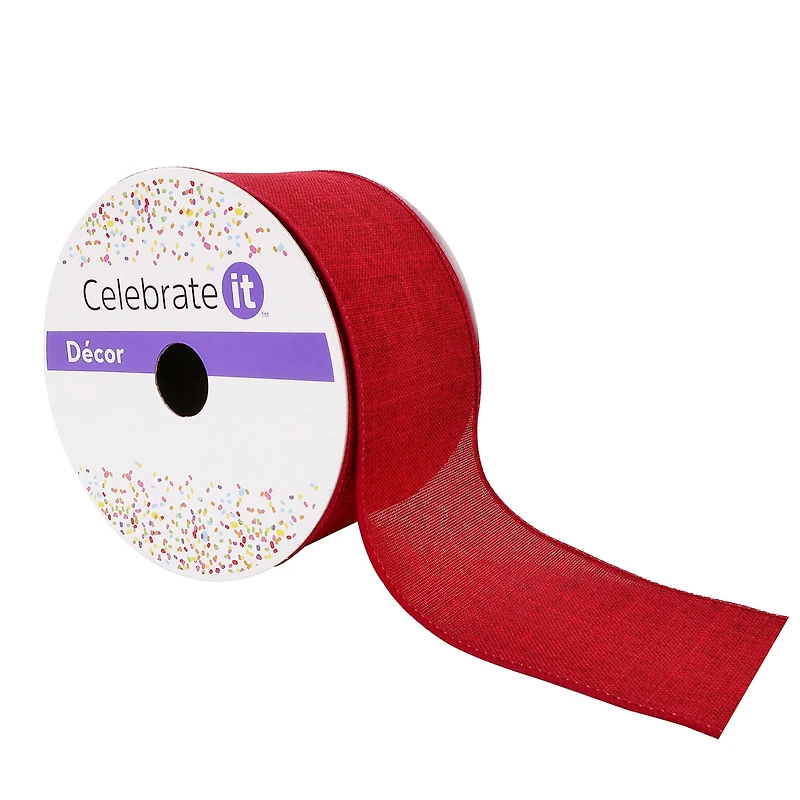 2.5" x 25ft. Faux Linen Wired Ribbon by Celebrate It