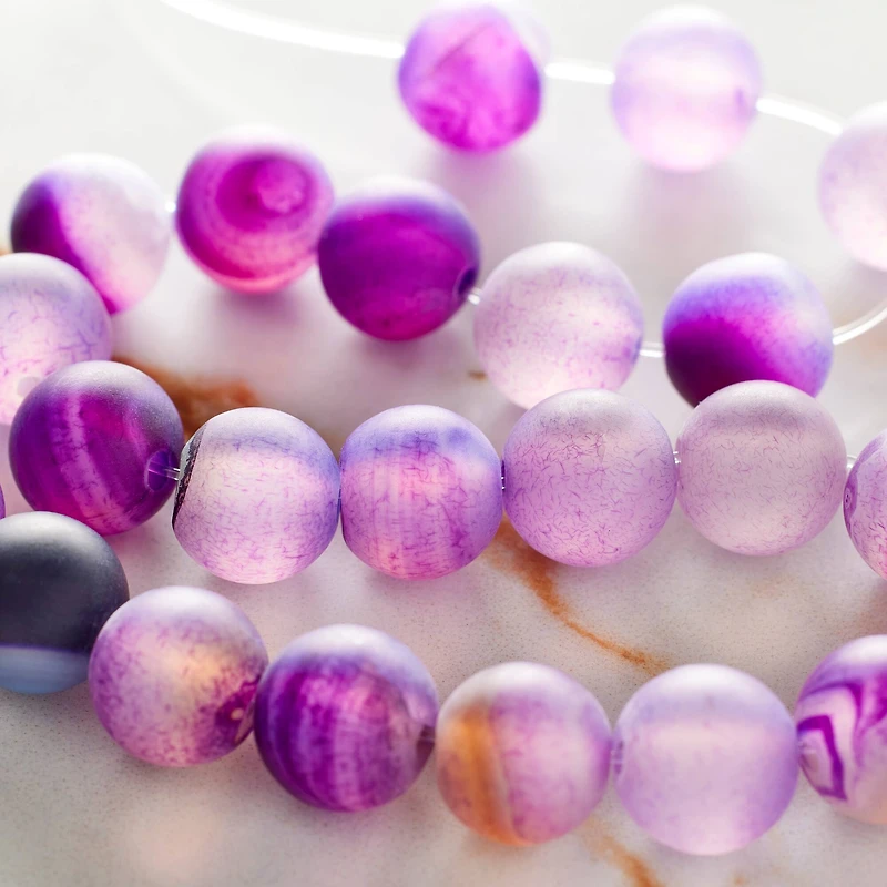12 Pack: Amethyst Agate Round Beads, 8mm by Bead Landing™