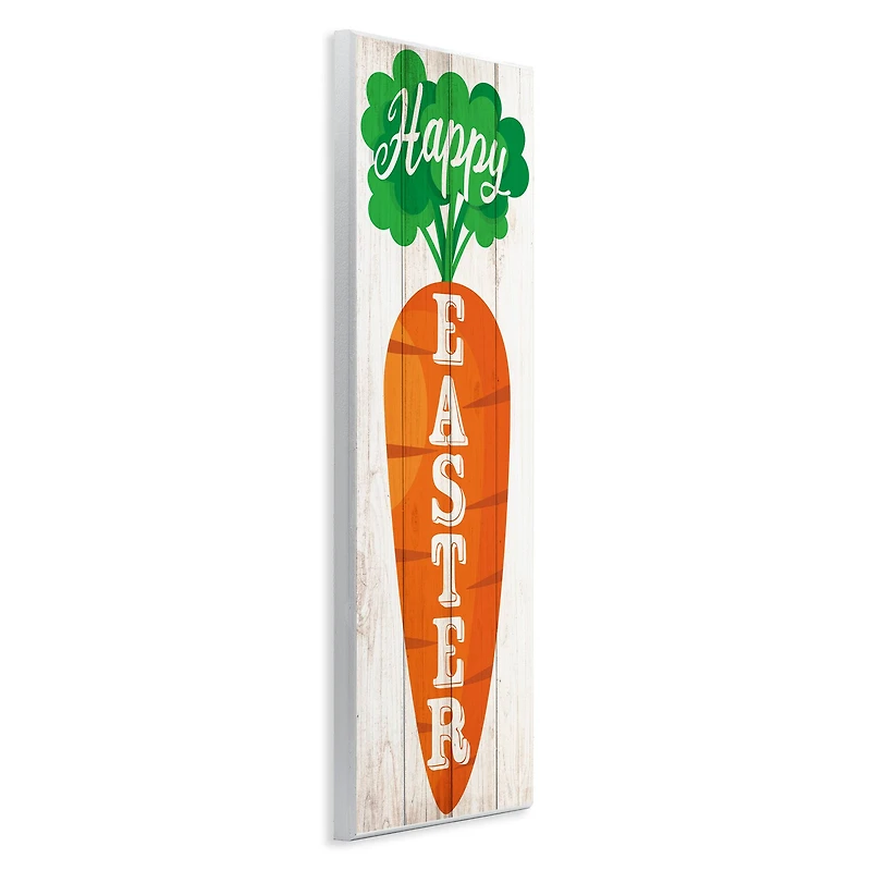 Stupell Industries Happy Easter Vertical Rustic Carrot Sign Phrase Wall Plaque Art