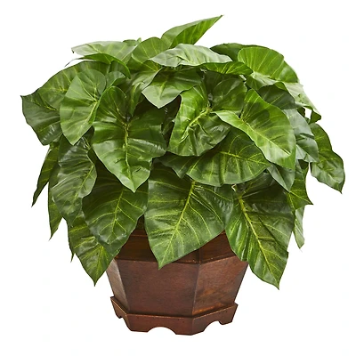 17" Taro Artificial Plant in Decorative Brown Planter
